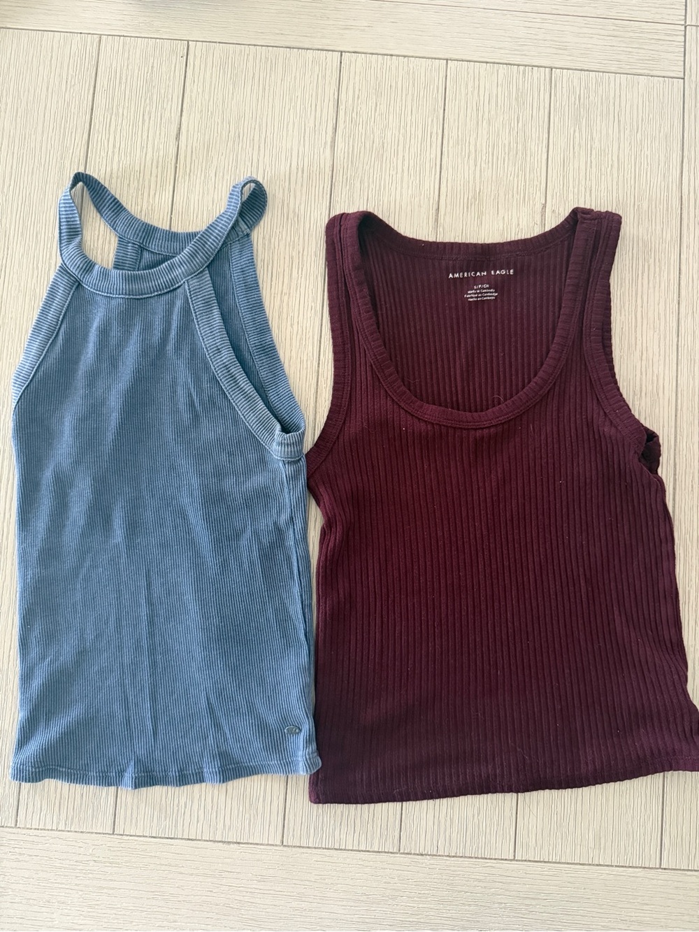 American Eagle Outfitters Ribbed Tank Tops in Blue and Burgundy